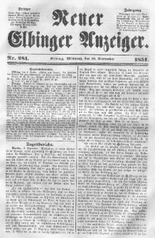 Neuer Elbinger Anzeiger, Nr. 281. Mittwoch, 10. September 1851