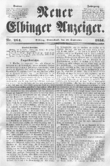 Neuer Elbinger Anzeiger, Nr. 284. Sonnabend, 20. September 1851