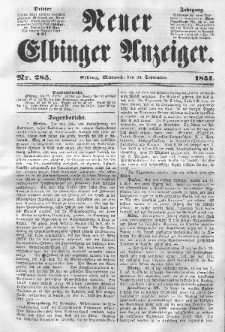 Neuer Elbinger Anzeiger, Nr. 285. Mittwoch, 24. September 1851