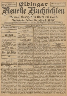 Elbinger Neueste Nachrichten, Nr. 191 Freitag 16 August 1912 64. Jahrgang