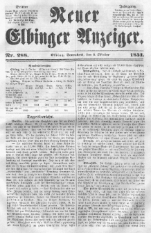 Neuer Elbinger Anzeiger, Nr. 288. Sonnabend, 4. Oktober 1851
