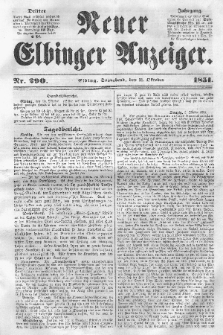 Neuer Elbinger Anzeiger, Nr. 290. Sonnabend, 11. Oktober 1851