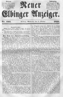 Neuer Elbinger Anzeiger, Nr. 293. Mittwoch, 22. Oktober 1851