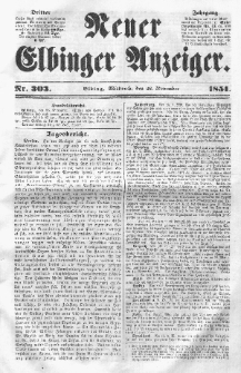 Neuer Elbinger Anzeiger, Nr. 303. Mittwoch, 26. November 1851