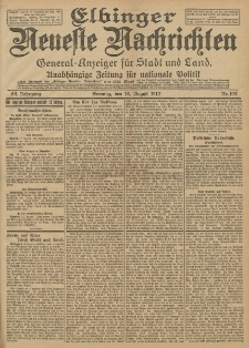 Elbinger Neueste Nachrichten, Nr. 193 Sonntag 18 August 1912 64. Jahrgang