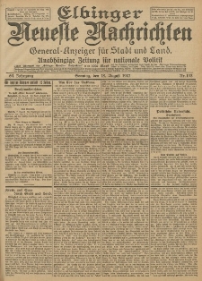 Elbinger Neueste Nachrichten, Nr. 193 Sonntag 18 August 1912 64. Jahrgang