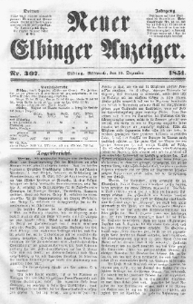 Neuer Elbinger Anzeiger, Nr. 307. Mittwoch, 10. Dezember 1851