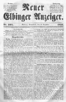 Neuer Elbinger Anzeiger, Nr. 308. Sonnabend, 13. Dezember 1851