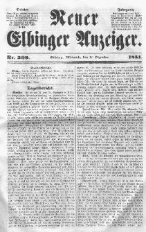 Neuer Elbinger Anzeiger, Nr. 309. Mittwoch, 17. Dezember 1851
