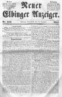 Neuer Elbinger Anzeiger, Nr. 310. Sonnabend, 20. Dezember 1851