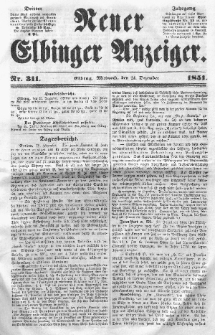Neuer Elbinger Anzeiger, Nr. 311. Mittwoch, 24. Dezember 1851