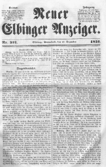 Neuer Elbinger Anzeiger, Nr. 312. Sonnabend, 27. Dezember 1851