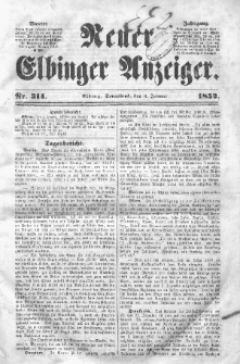 Neuer Elbinger Anzeiger, Nr. 314. Sonnabend, 3. Januar 1852