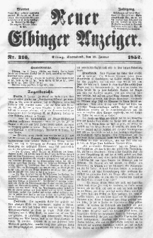 Neuer Elbinger Anzeiger, Nr. 316. Sonnabend, 10. Januar 1852