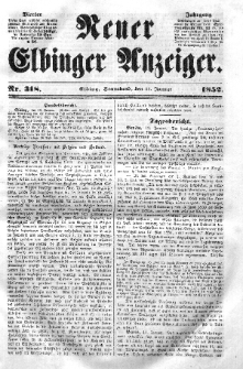 Neuer Elbinger Anzeiger, Nr. 318. Sonnabend, 17. Januar 1852