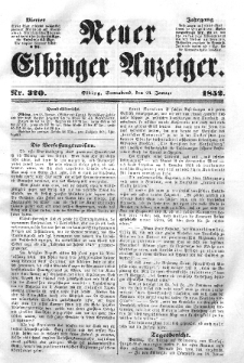 Neuer Elbinger Anzeiger, Nr. 320. Sonnabend, 24. Januar 1852