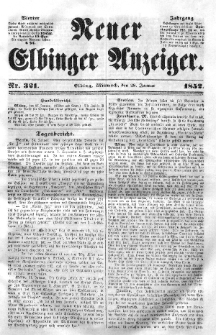 Neuer Elbinger Anzeiger, Nr. 321. Mittwoch, 28. Januar 1852