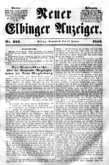 Neuer Elbinger Anzeiger, Nr. 322. Sonnabend, 31. Januar 1852