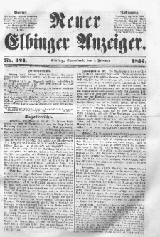 Neuer Elbinger Anzeiger, Nr. 324. Sonnabend, 7. Februar 1852