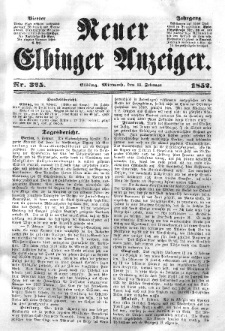 Neuer Elbinger Anzeiger, Nr. 325. Mittwoch, 11. Februar 1852