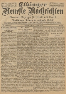 Elbinger Neueste Nachrichten, Nr. 195 Mittwoch 21 August 1912 64. Jahrgang