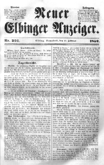 Neuer Elbinger Anzeiger, Nr. 326. Sonnabend, 14. Februar 1852