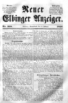 Neuer Elbinger Anzeiger, Nr. 328. Sonnabend, 21. Februar 1852