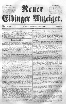 Neuer Elbinger Anzeiger, Nr. 331. Mittwoch, 3. März 1852
