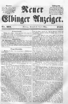 Neuer Elbinger Anzeiger, Nr. 332. Sonnabend, 6. März 1852