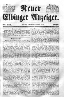 Neuer Elbinger Anzeiger, Nr. 333. Mittwoch, 10. März 1852