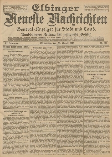 Elbinger Neueste Nachrichten, Nr. 196 Donnerstag 22 August 1912 64. Jahrgang