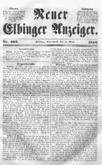 Neuer Elbinger Anzeiger, Nr. 336. Sonnabend, 20. März 1852