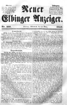 Neuer Elbinger Anzeiger, Nr. 337. Mittwoch, 24. März 1852