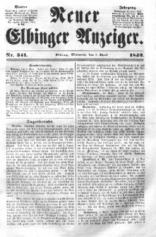 Neuer Elbinger Anzeiger, Nr. 341. Mittwoch, 7. April 1852