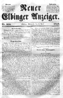 Neuer Elbinger Anzeiger, Nr. 345. Mittwoch, 21. April 1852