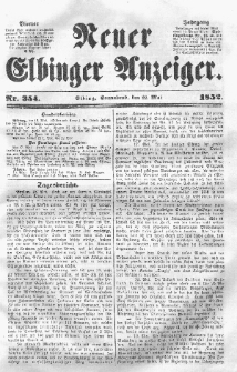 Neuer Elbinger Anzeiger, Nr. 354. Sonnabend, 22. Mai 1852