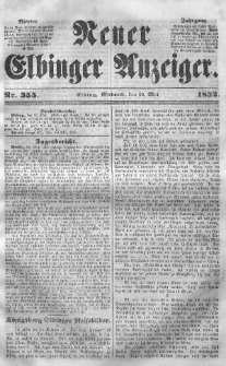 Neuer Elbinger Anzeiger, Nr. 355. Mittwoch, 26. Mai 1852