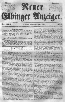Neuer Elbinger Anzeiger, Nr. 359. Mittwoch, 9. Juni 1852
