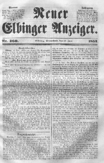Neuer Elbinger Anzeiger, Nr. 360. Sonnabend, 12. Juni 1852