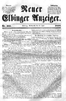 Neuer Elbinger Anzeiger, Nr. 361. Mittwoch, 16. Juni 1852