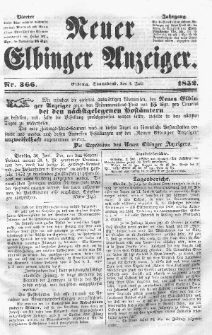 Neuer Elbinger Anzeiger, Nr. 366. Sonnabend, 3. Juli 1852