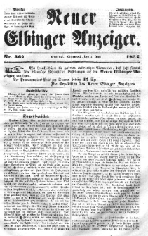 Neuer Elbinger Anzeiger, Nr. 367. Mittwoch, 7. Juli 1852