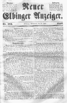 Neuer Elbinger Anzeiger, Nr. 373. Mittwoch, 28. Juli 1852