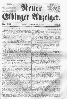 Neuer Elbinger Anzeiger, Nr. 374. Sonnabend, 31. Juli 1852