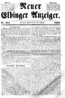 Neuer Elbinger Anzeiger, Nr. 381. Mittwoch, 25. August 1852