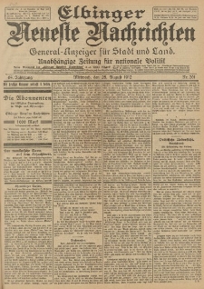 Elbinger Neueste Nachrichten, Nr. 201 Mittwoch 28 August 1912 64. Jahrgang