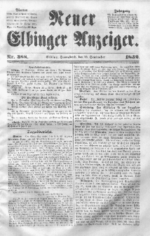 Neuer Elbinger Anzeiger, Nr. 388. Sonnabend, 18. September 1852