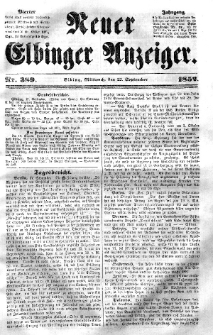 Neuer Elbinger Anzeiger, Nr. 389. Mittwoch, 22. September 1852