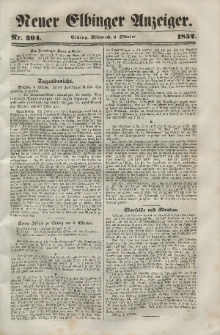 Neuer Elbinger Anzeiger, Nr. 394. Mittwoch, 6. Oktober 1852