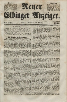 Neuer Elbinger Anzeiger, Nr. 404. Sonnabend, 30. Oktober 1852